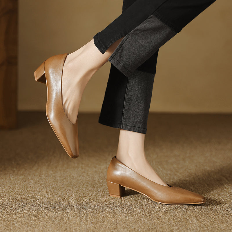Women's Supple Leather Closed Toe Heels Corvine