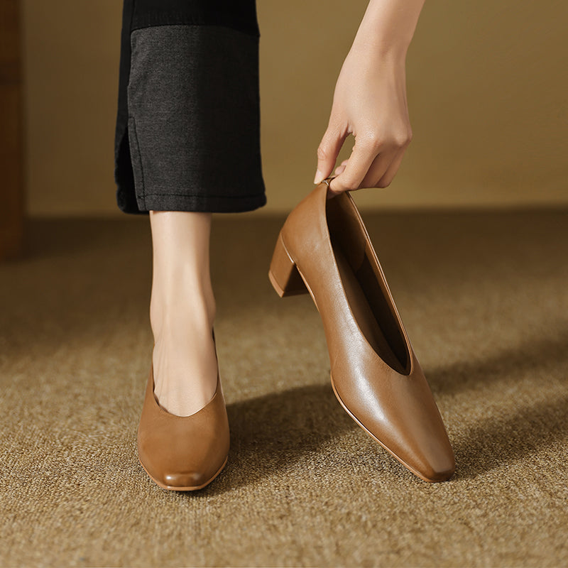 Women's Supple Leather Closed Toe Heels Corvine