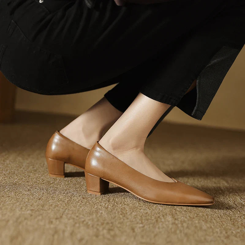 Women's Supple Leather Closed Toe Heels Corvine