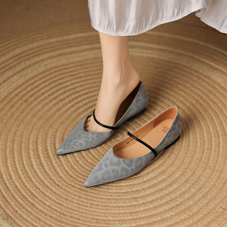 Women's Supple Leather Pointed Toe Flats Corvine
