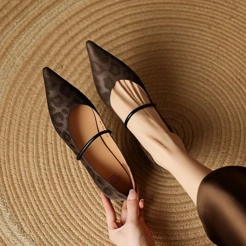 Women's Supple Leather Pointed Toe Flats Corvine