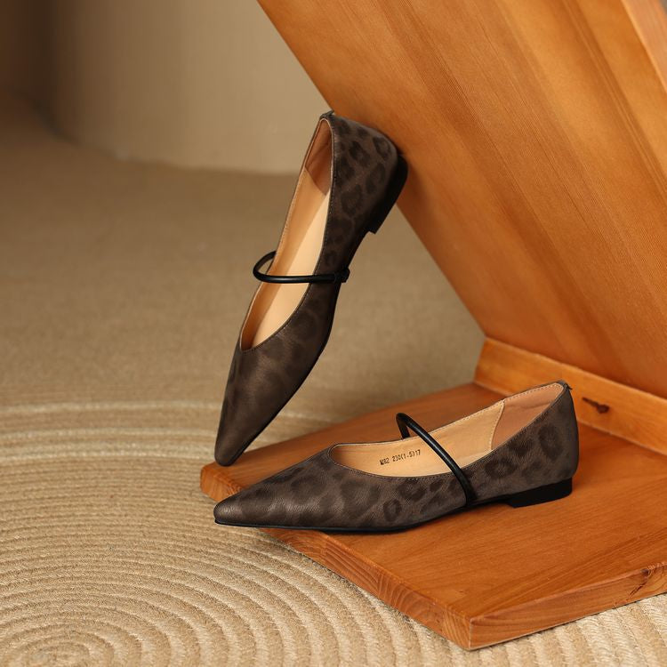 Women's Supple Leather Pointed Toe Flats Corvine