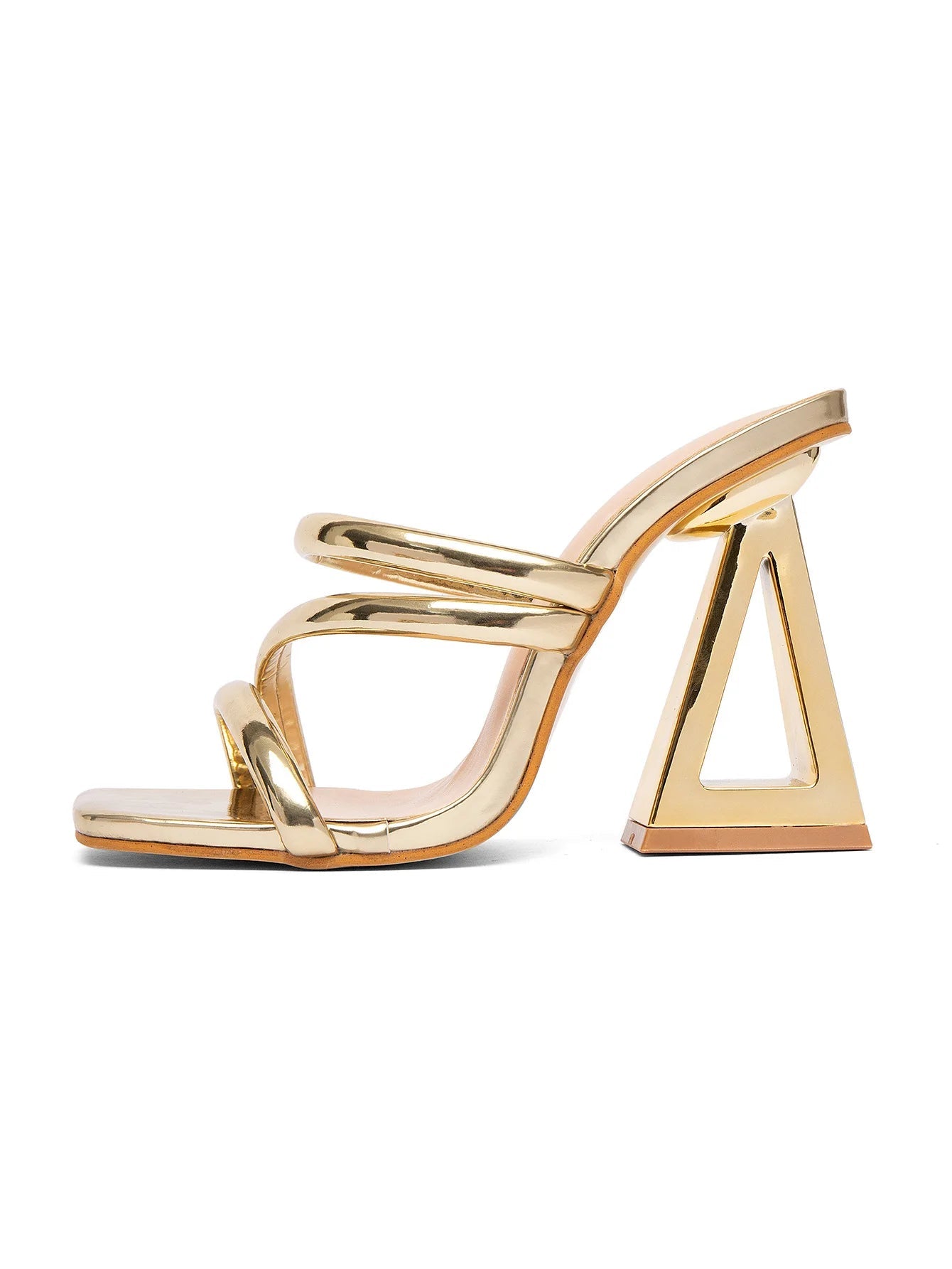 Women's Synthetic Geometric Block Heel Strappy Sandals Corvine
