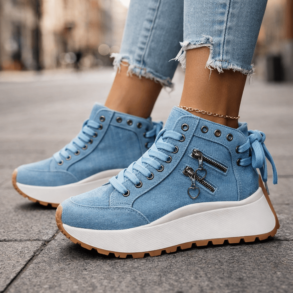 Women's Synthetic High-Top Sneakers | Playful Ankle-Hugging Casual Shoes