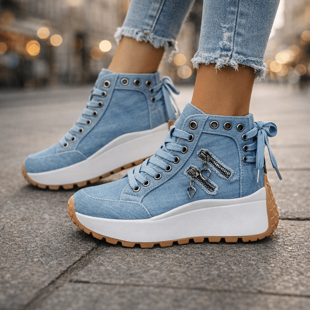Women's Synthetic High-Top Sneakers | Playful Ankle-Hugging Casual Shoes