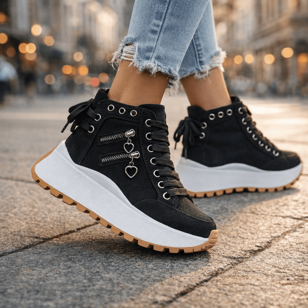 Women's Synthetic High-Top Sneakers | Playful Ankle-Hugging Casual Shoes