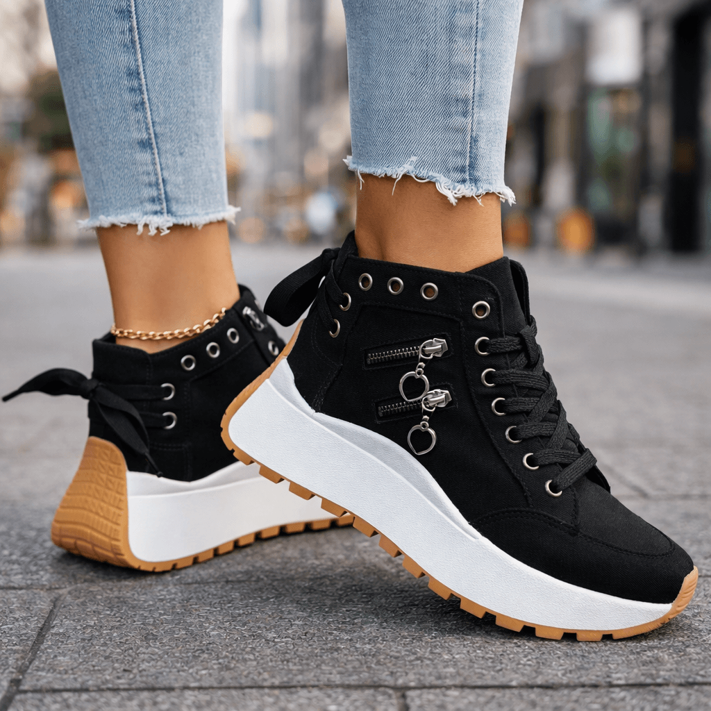 Women's Synthetic High-Top Sneakers | Playful Ankle-Hugging Casual Shoes