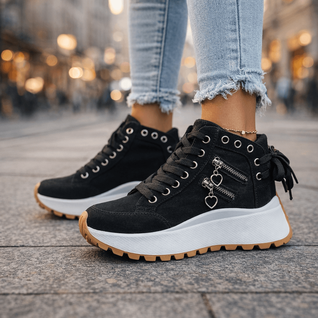 Women's Synthetic High-Top Sneakers | Playful Ankle-Hugging Casual Shoes