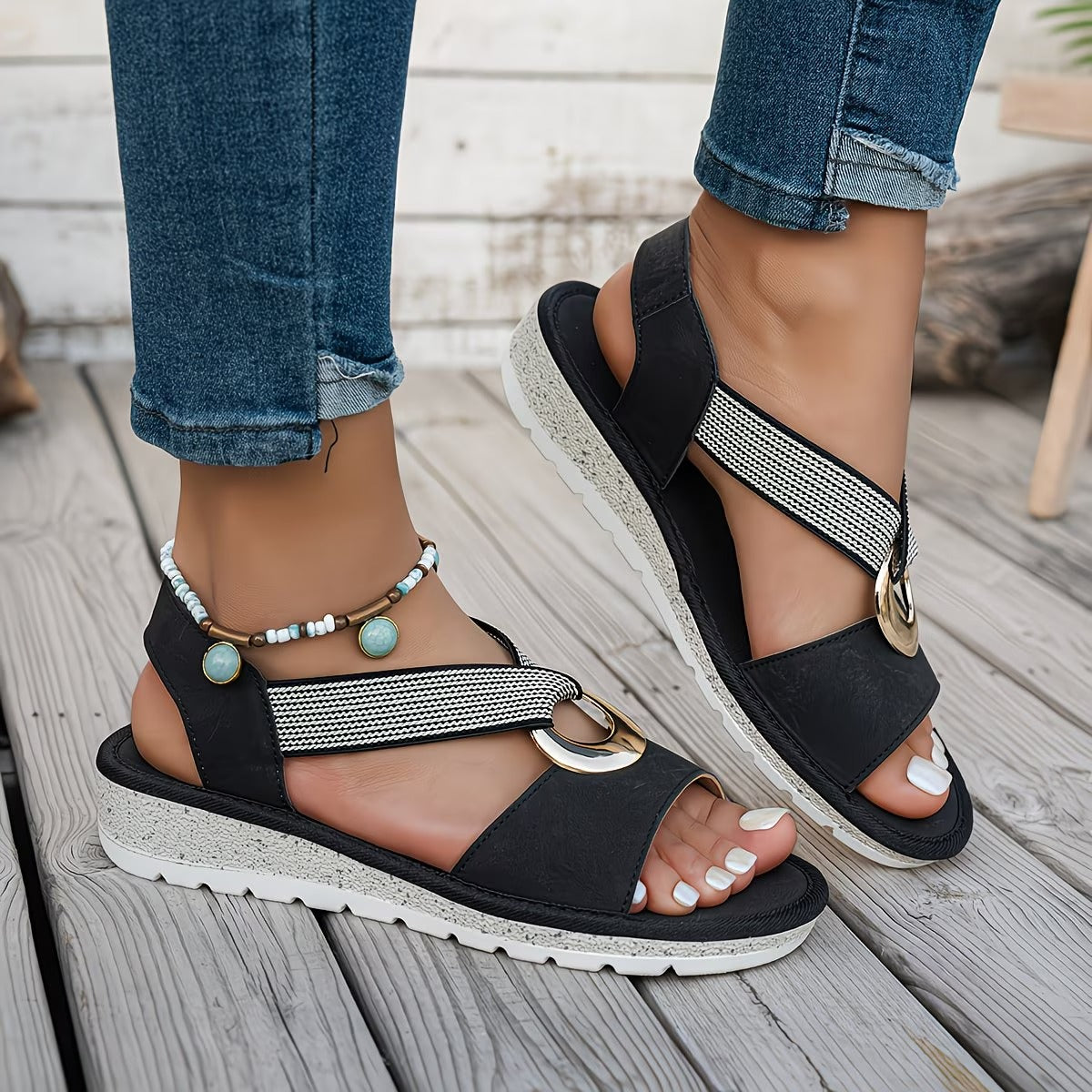 Women's Synthetic Upper Flat Sandals Corvine