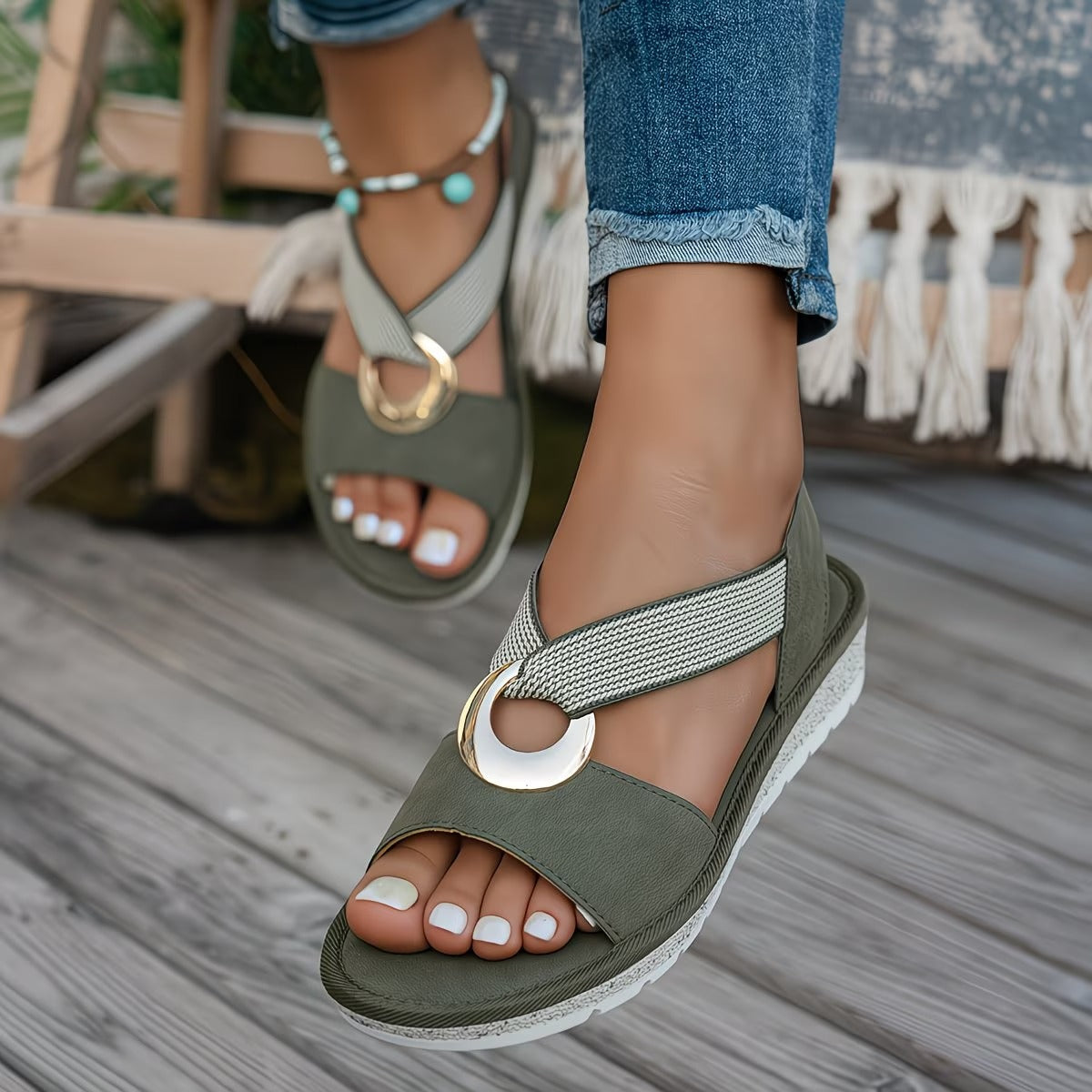 Women's Synthetic Upper Flat Sandals Corvine