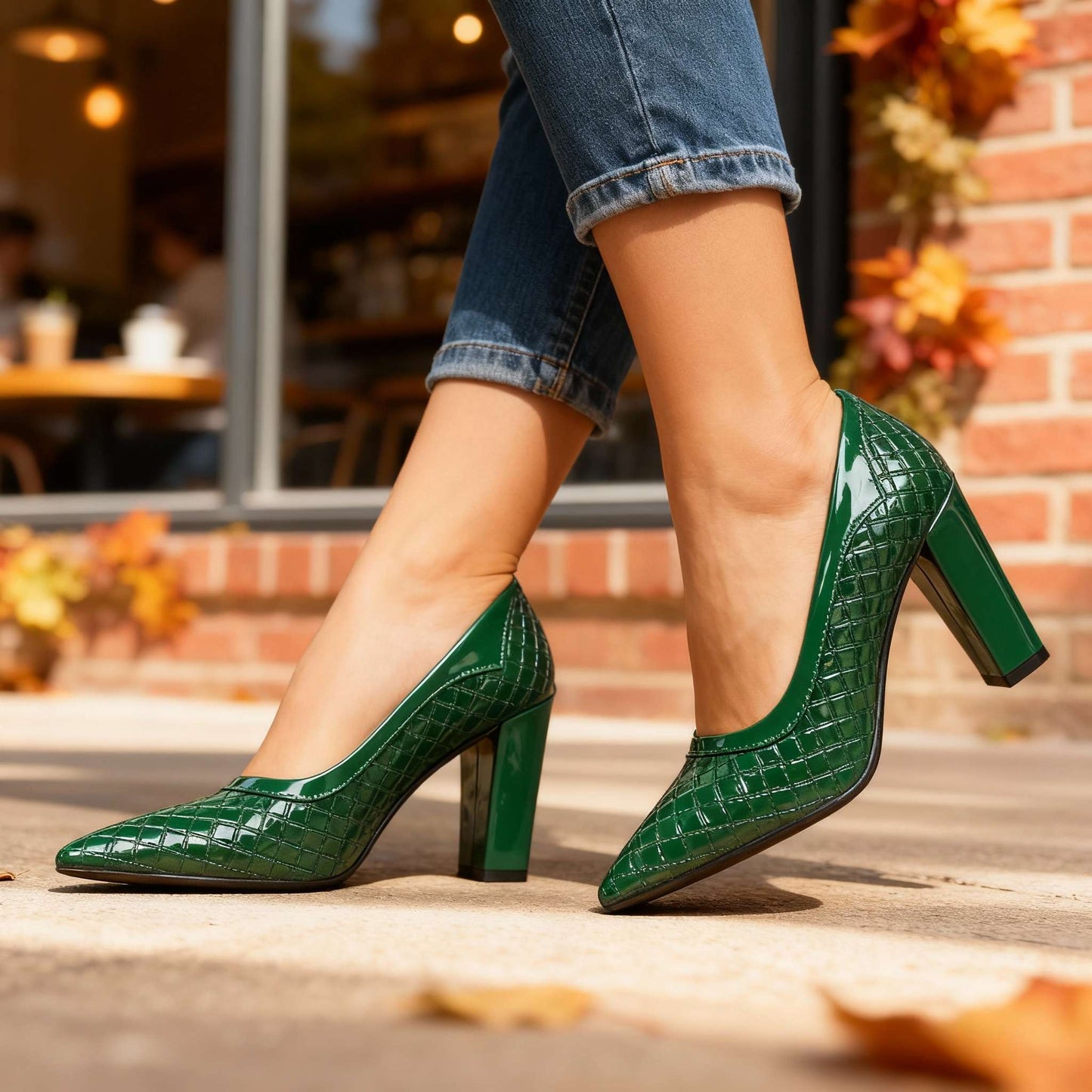 Women's Textured Black Pointed Heels Corvine