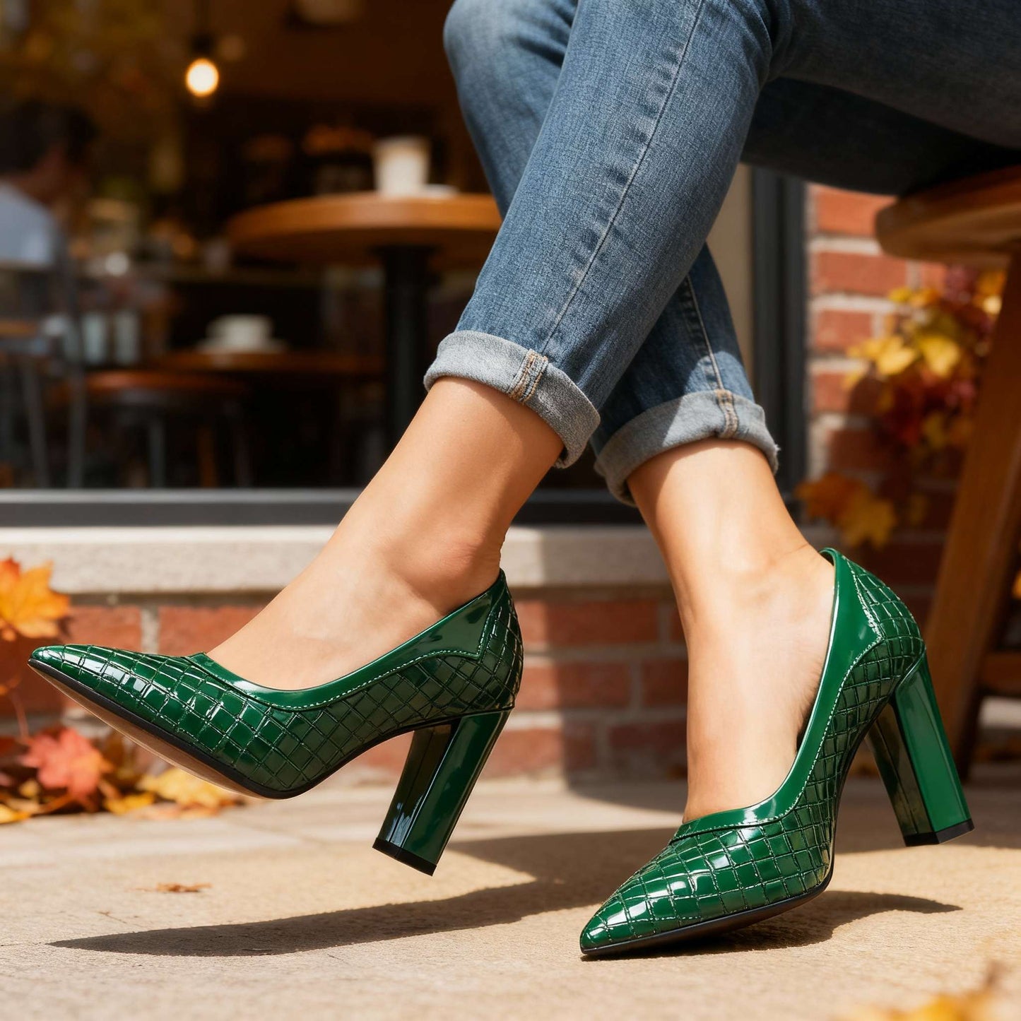 Women's Textured Black Pointed Heels Corvine