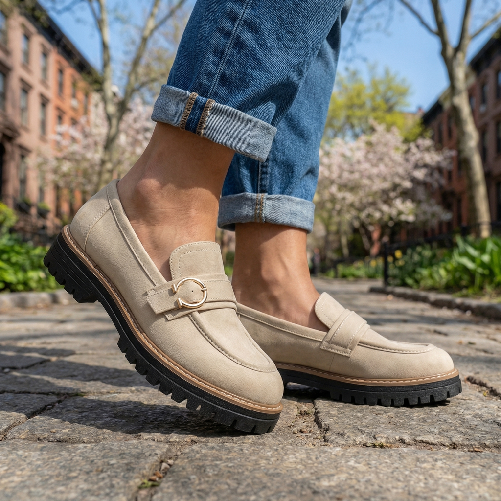 Women's Textured Chunky Platform Loafers Corvine