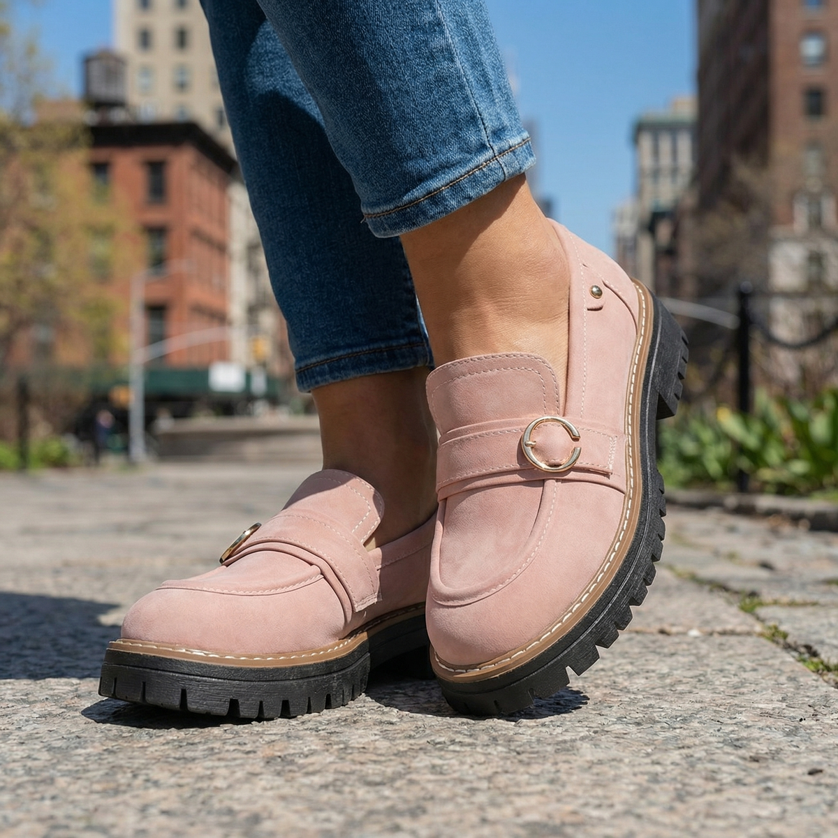 Women's Textured Chunky Platform Loafers Corvine