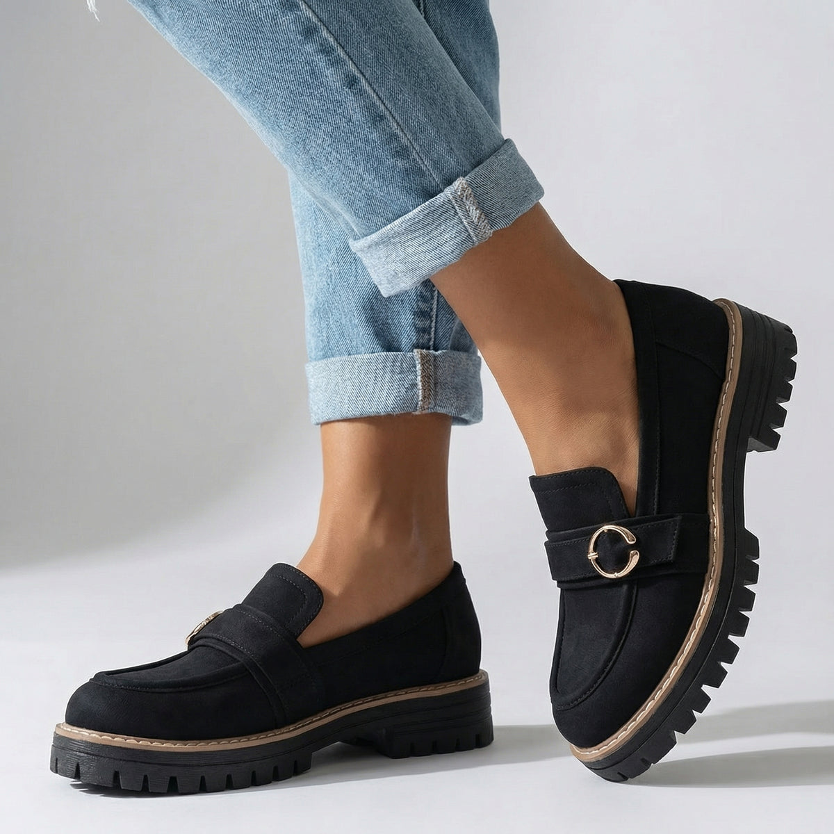 Women's Textured Chunky Platform Loafers Corvine
