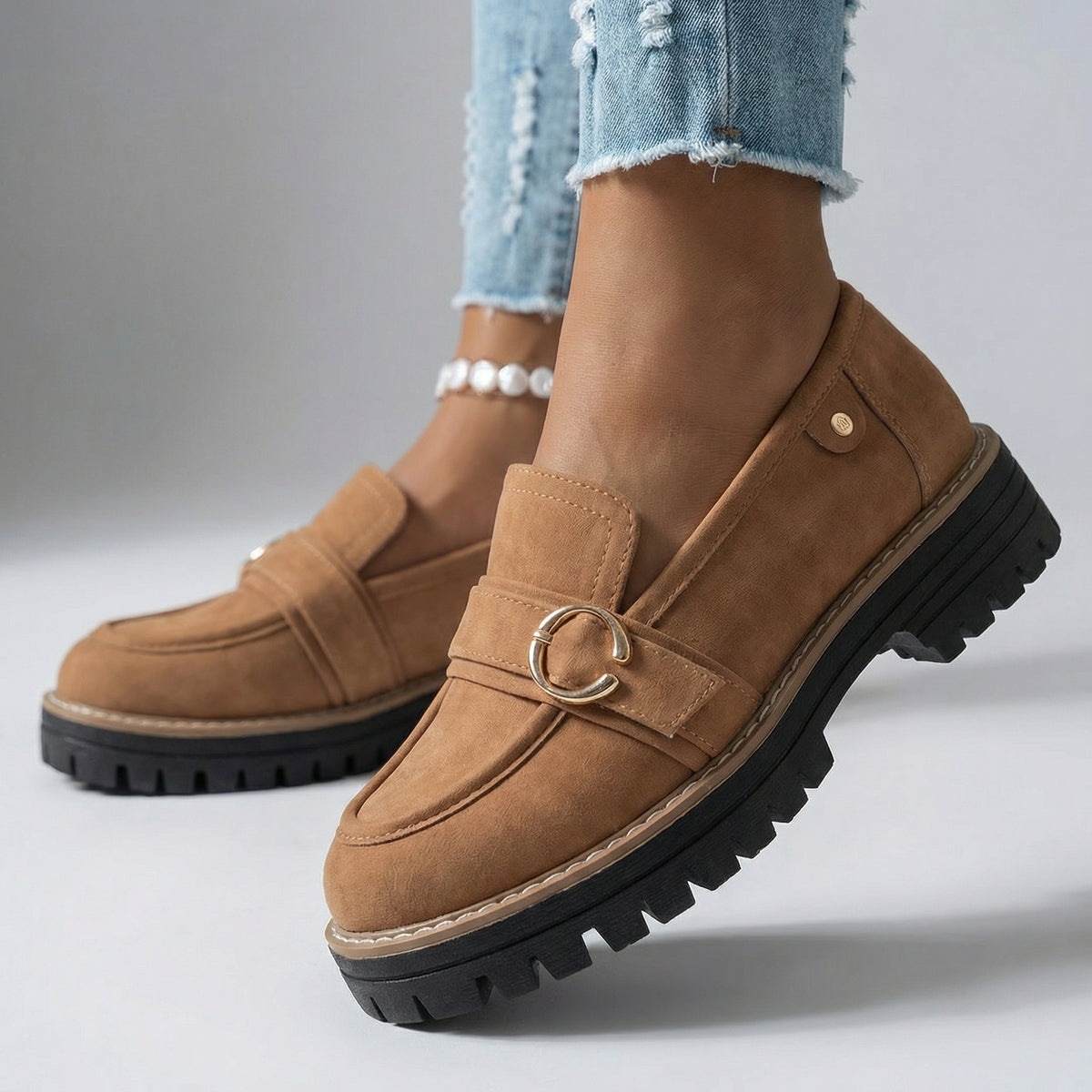 Women's Textured Chunky Platform Loafers Corvine