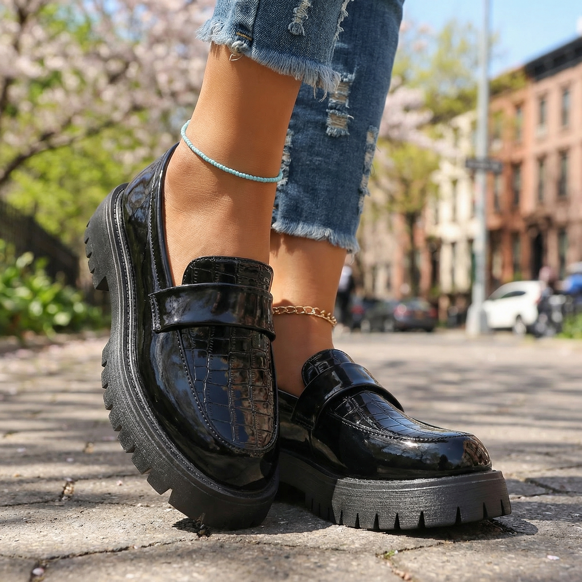 Women's Textured Fabric Black Loafers Corvine