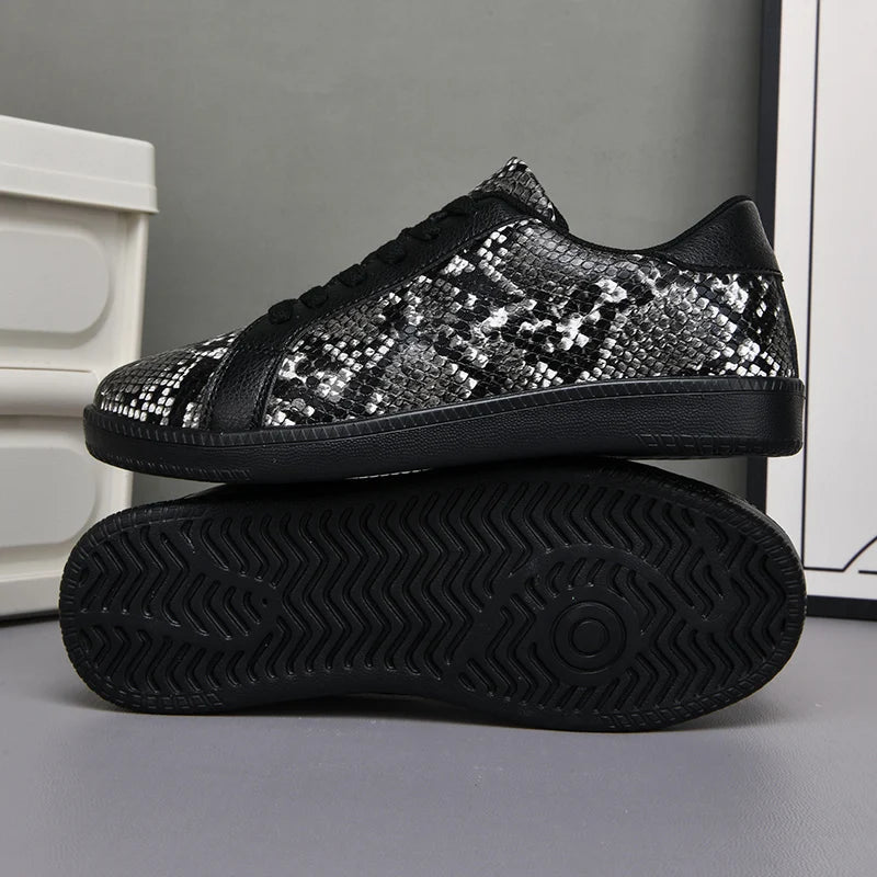 Women's Textured Faux Leather Snakeskin Trainers Corvine