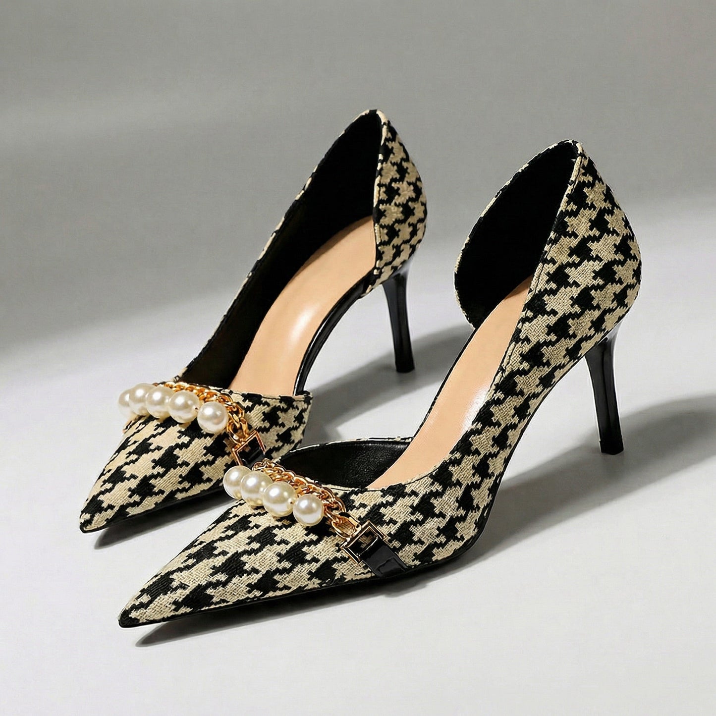 Women's Textured Houndstooth Heels Corvine