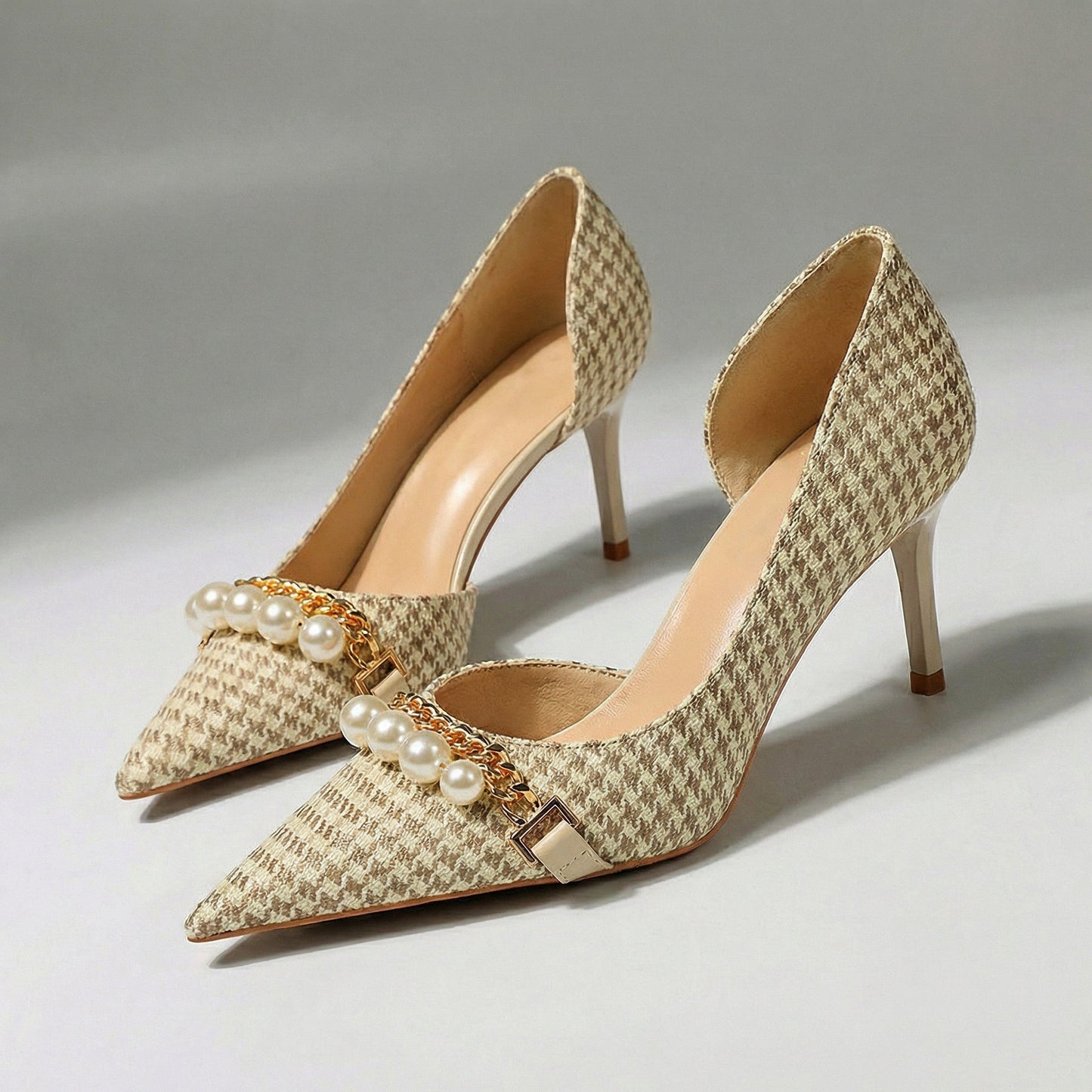 Women's Textured Houndstooth Heels Corvine