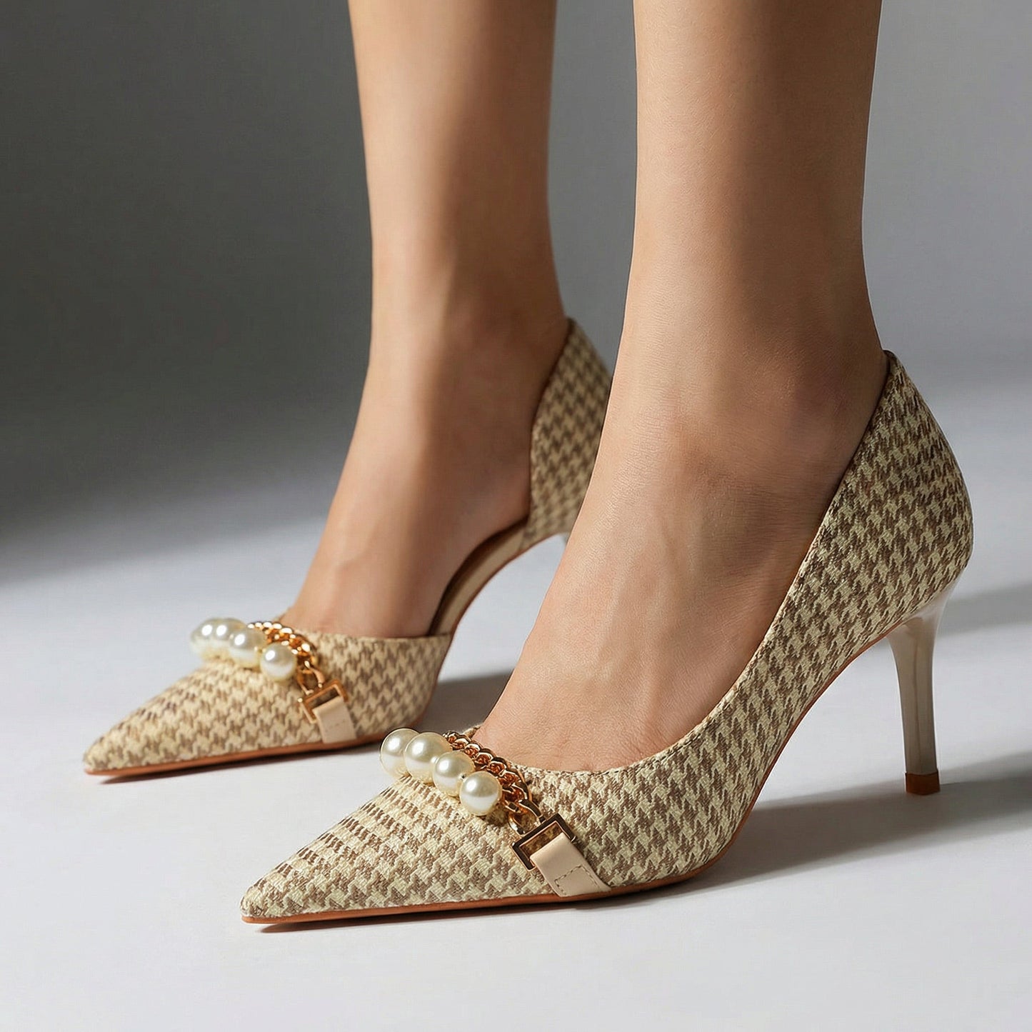 Women's Textured Houndstooth Heels Corvine