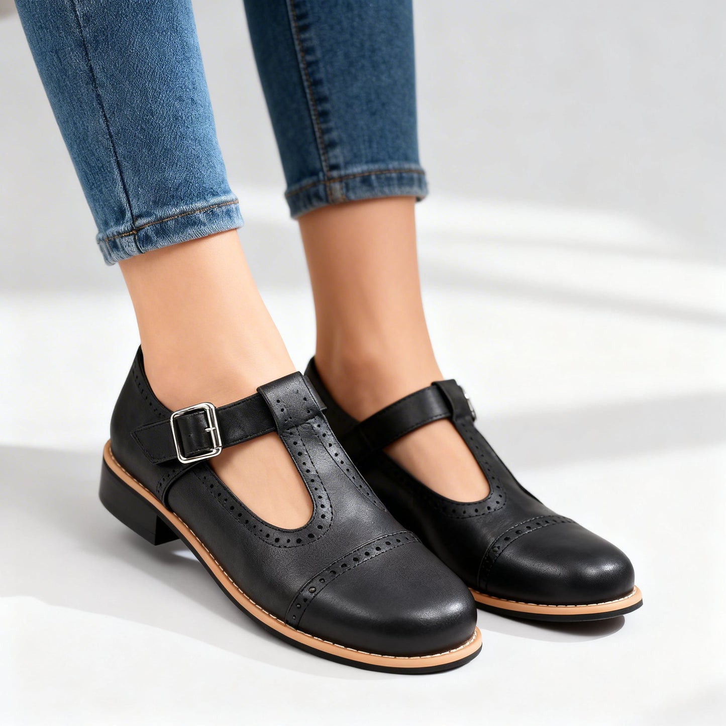 Women's Textured Leather Black Loafers Corvine