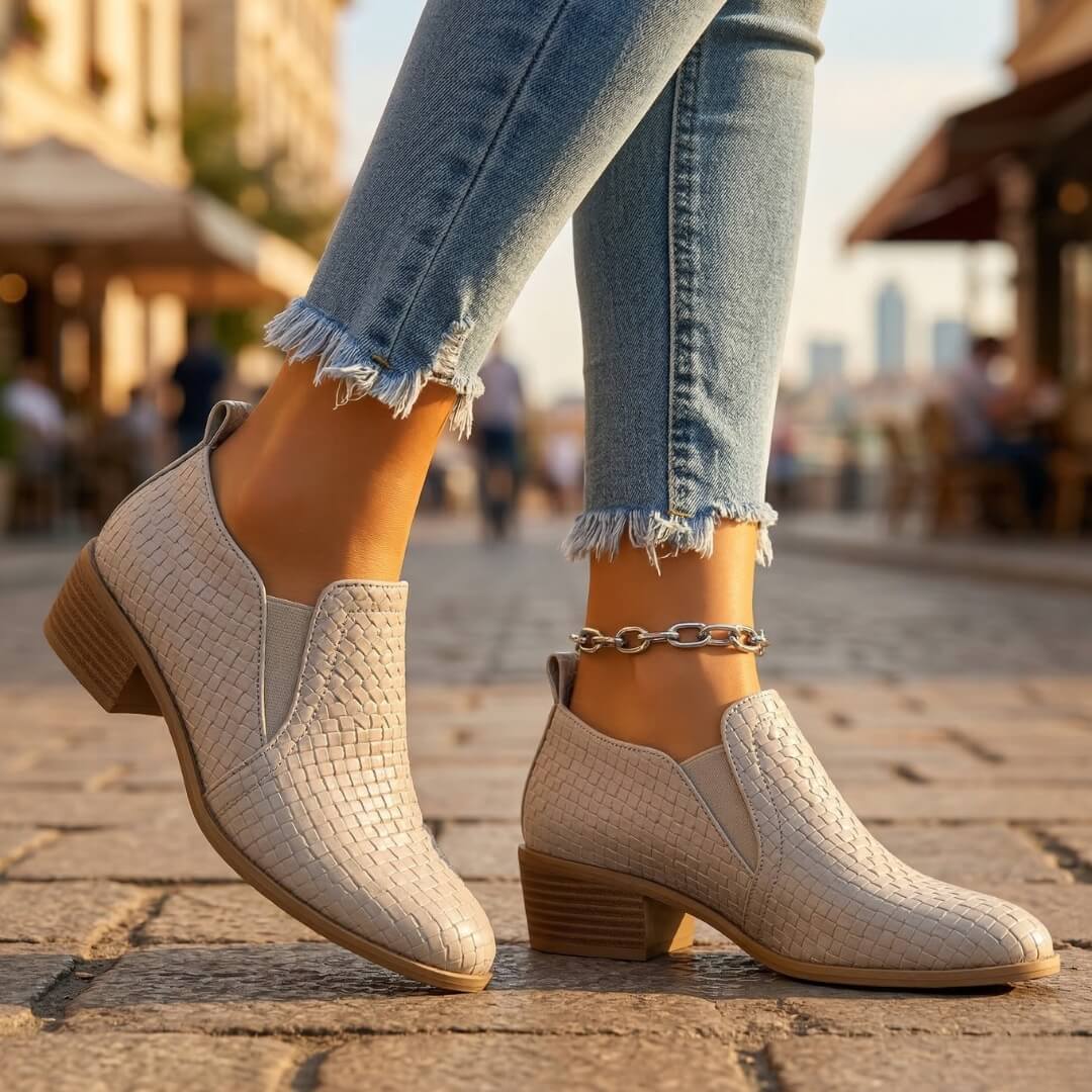 Women's Textured Leather Loafers | Stylish Slip-On Shoes with Cushioned Footbed