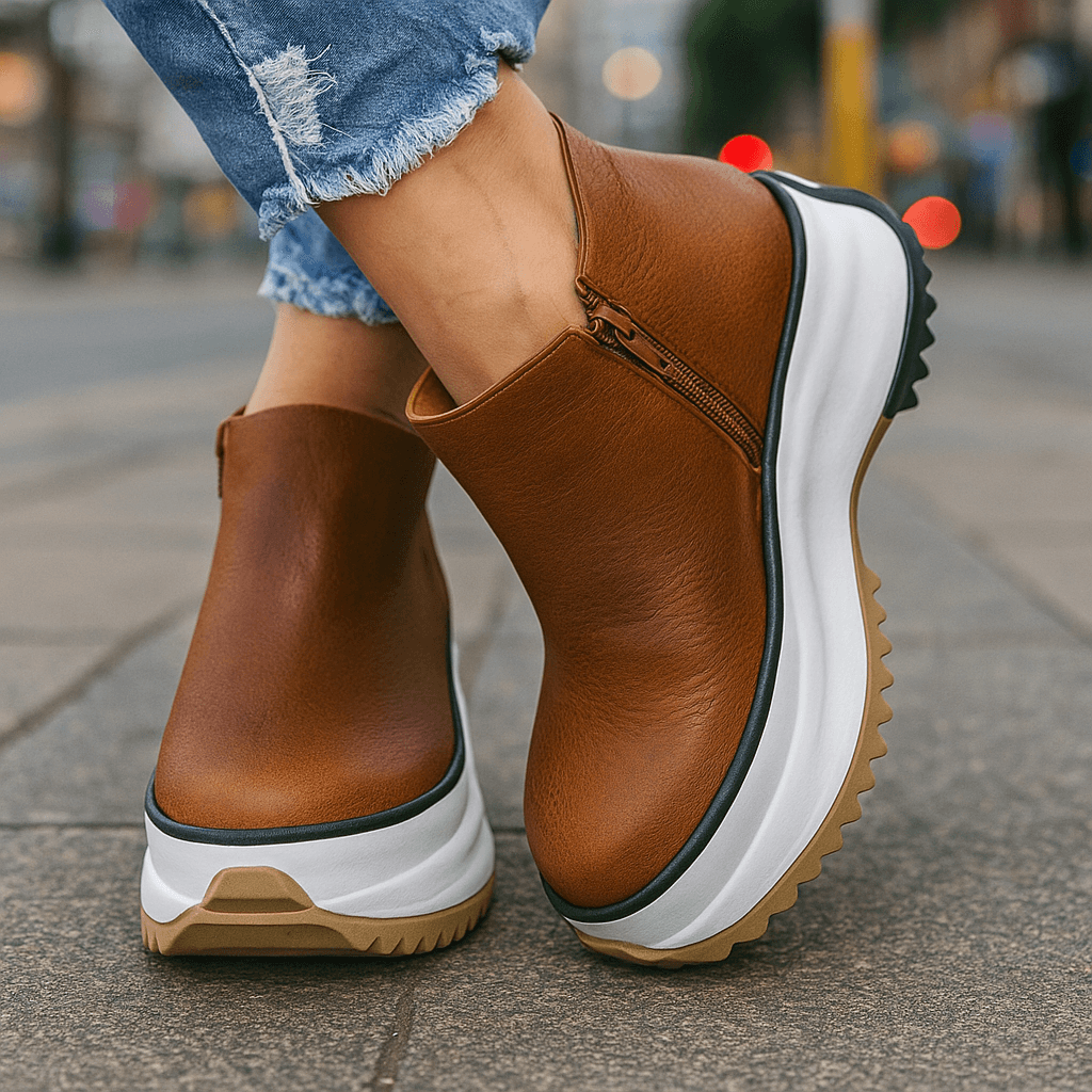 Women's Textured Leather Platform Shoes Corvine