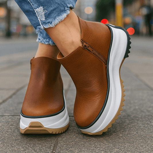 Women's Textured Leather Platform Shoes Corvine