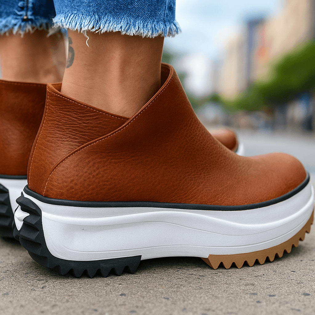 Women's Textured Leather Platform Shoes Corvine