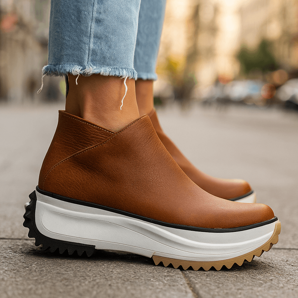 Women's Textured Leather Platform Shoes Corvine