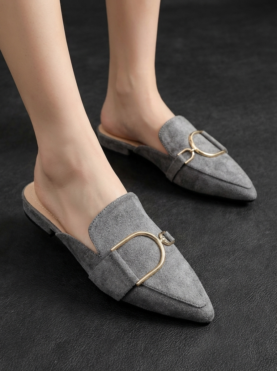 Women's Textured Pointed-Toe Mules Shoes Corvine