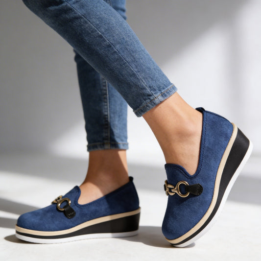 Women's Textured Upper Platform Loafers Corvine