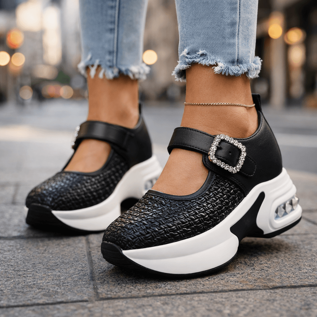 Women's Textured Woven Platform Sneakers | Stylish Slip-On Comfort Shoes
