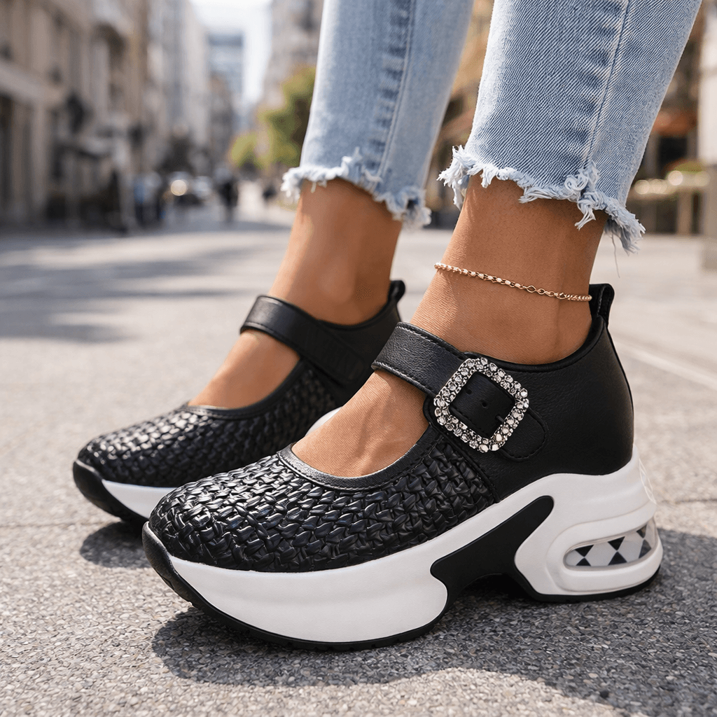 Women's Textured Woven Platform Sneakers | Stylish Slip-On Comfort Shoes