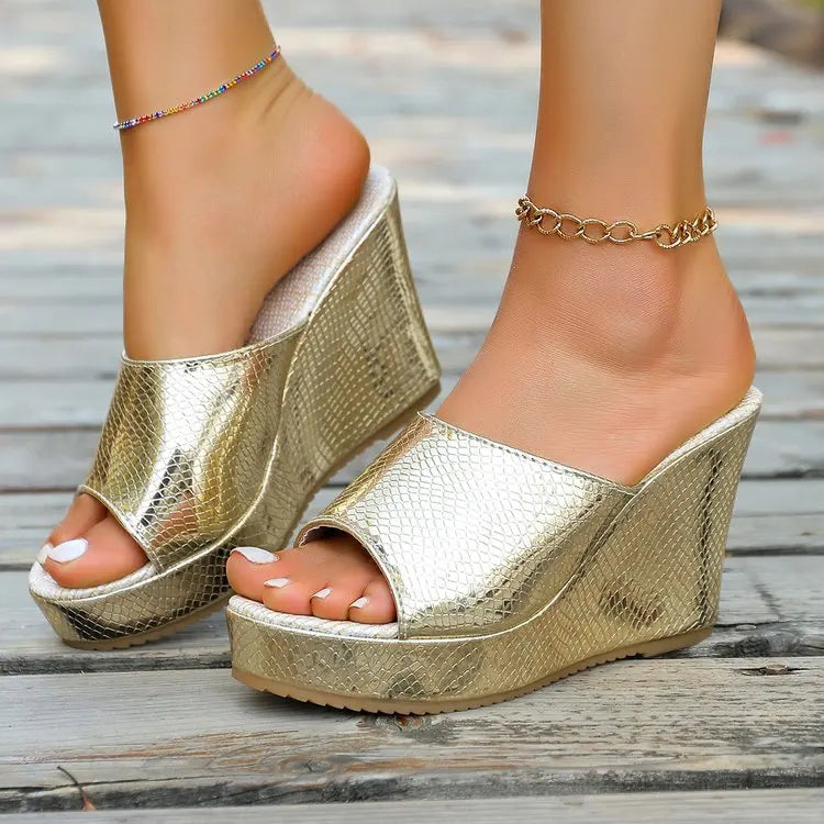 Women's Textured Woven Wedge Mules Shoes Corvine