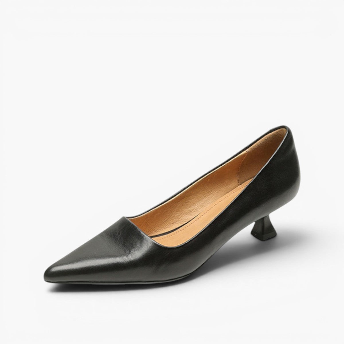 Women's Top-Grain Leather Low Kitten Heels Corvine