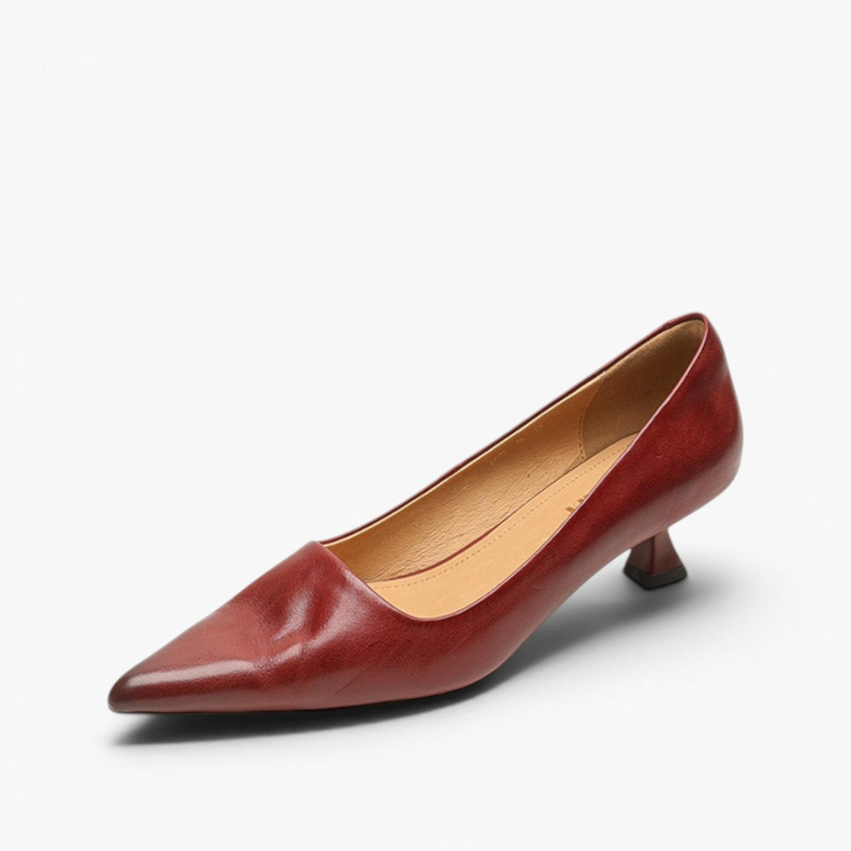 Women's Top-Grain Leather Low Kitten Heels Corvine