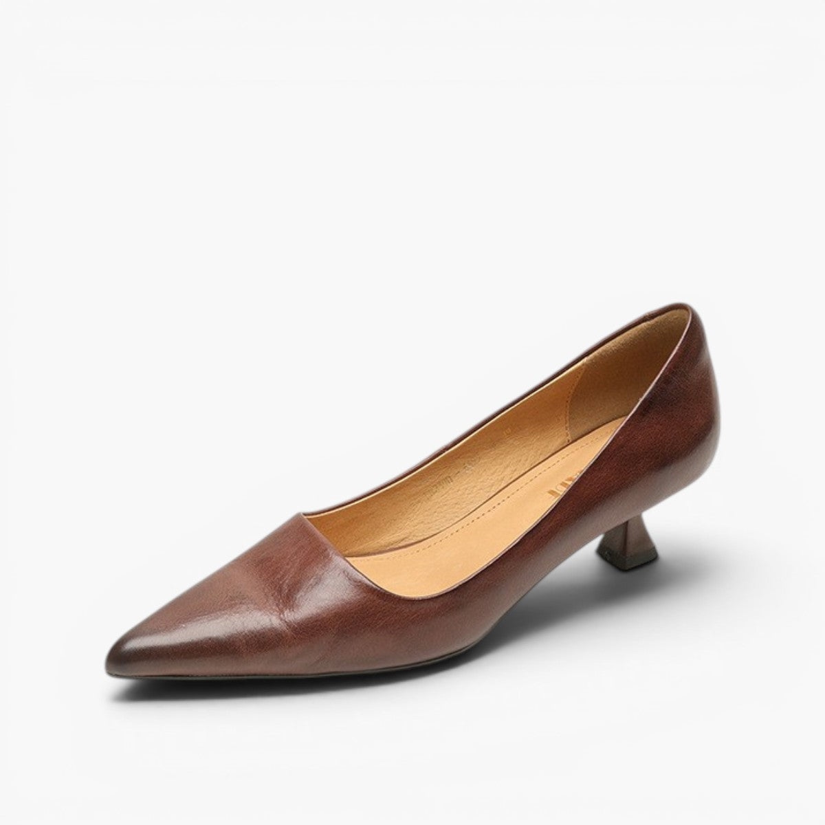 Women's Top-Grain Leather Low Kitten Heels Corvine
