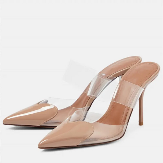 Women's Transparent Band Leather High Heels Corvine
