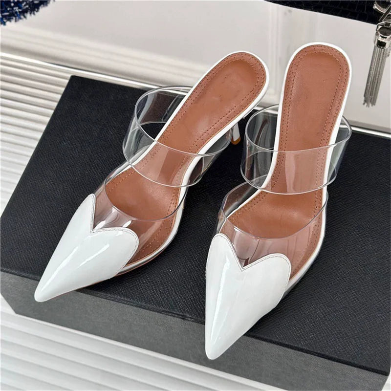 Women's Transparent Band Leather High Heels Corvine