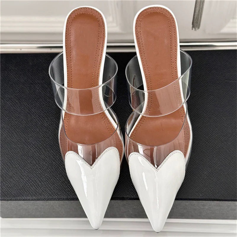 Women's Transparent Band Leather High Heels Corvine