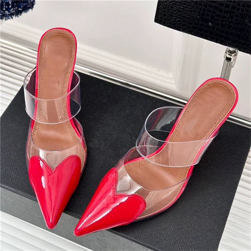 Women's Transparent Band Leather High Heels Corvine
