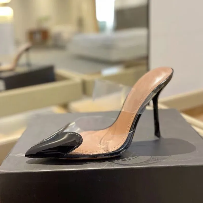 Women's Transparent Band Leather High Heels Corvine