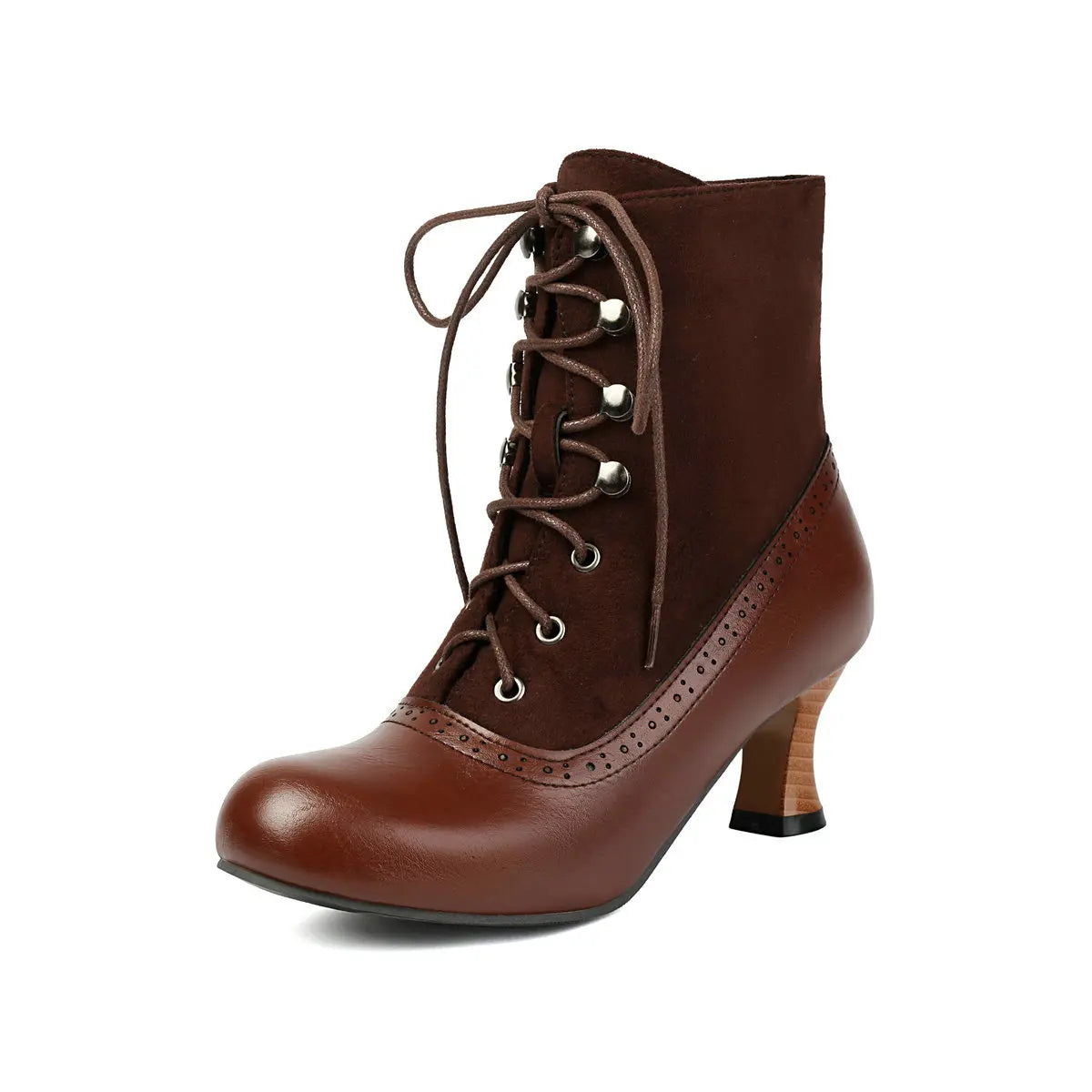 Women's Two-Tone Faux Leather Lace-Up Boots Corvine