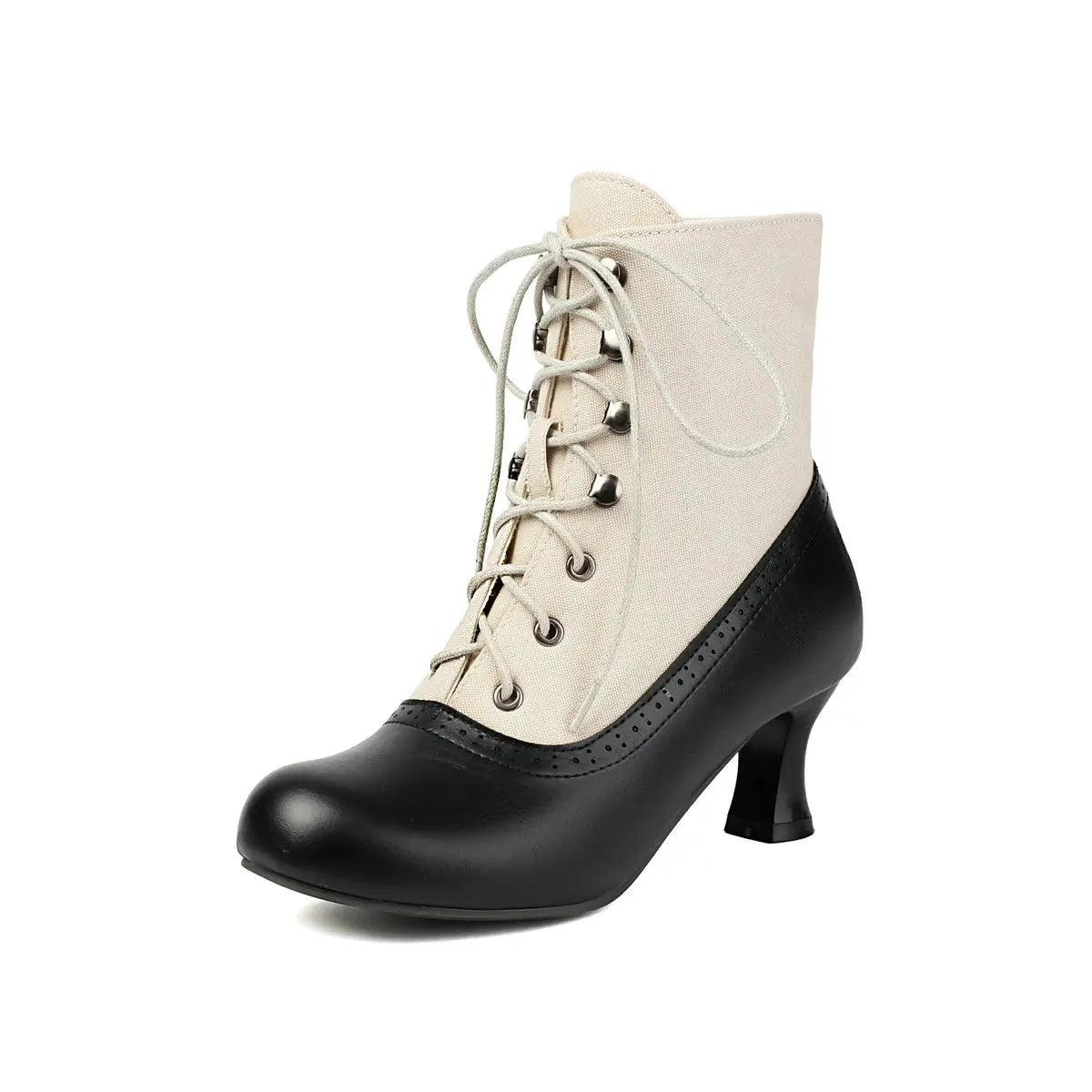 Women's Two-Tone Faux Leather Lace-Up Boots Corvine
