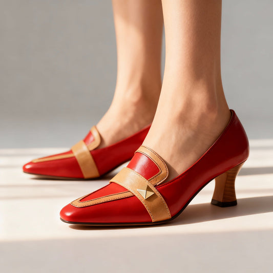Women's Two-Tone Leather Heels Corvine