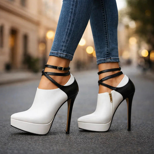 Women's Two-Tone Leather Heels Corvine