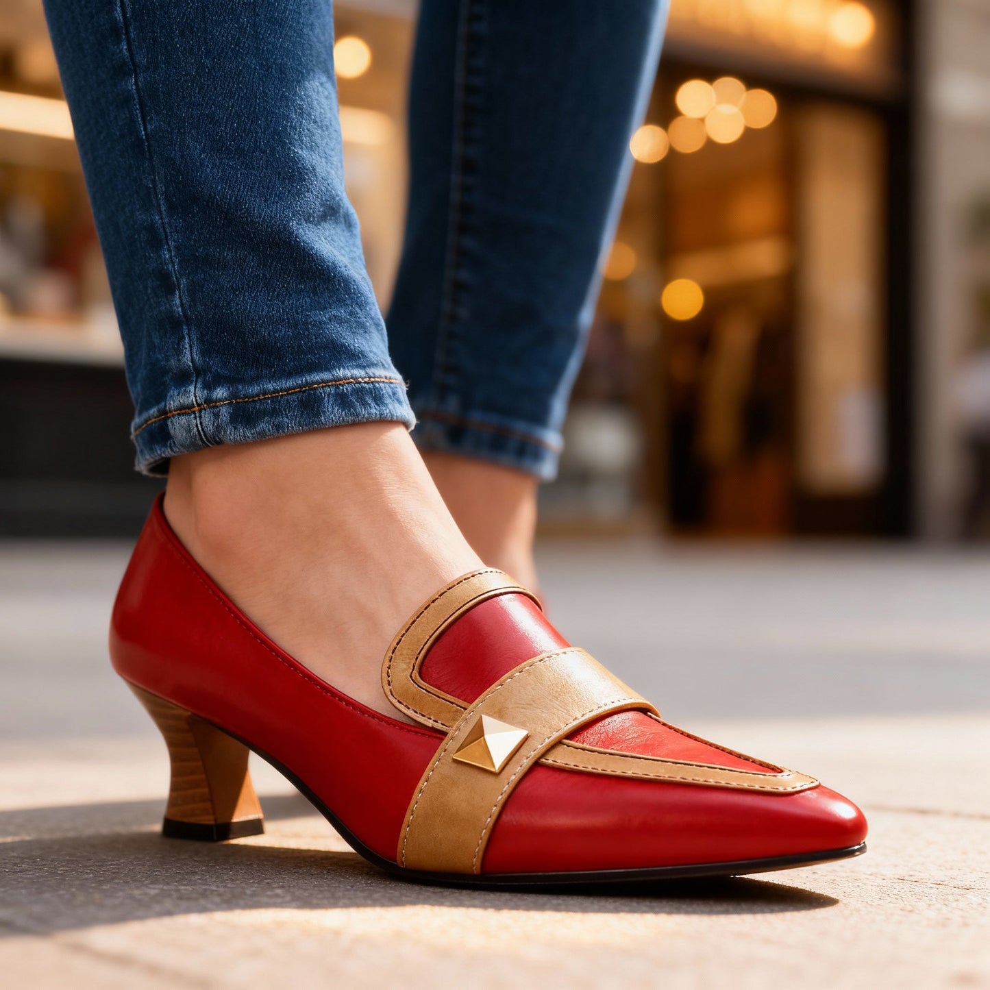 Women's Two-Tone Leather Heels Corvine