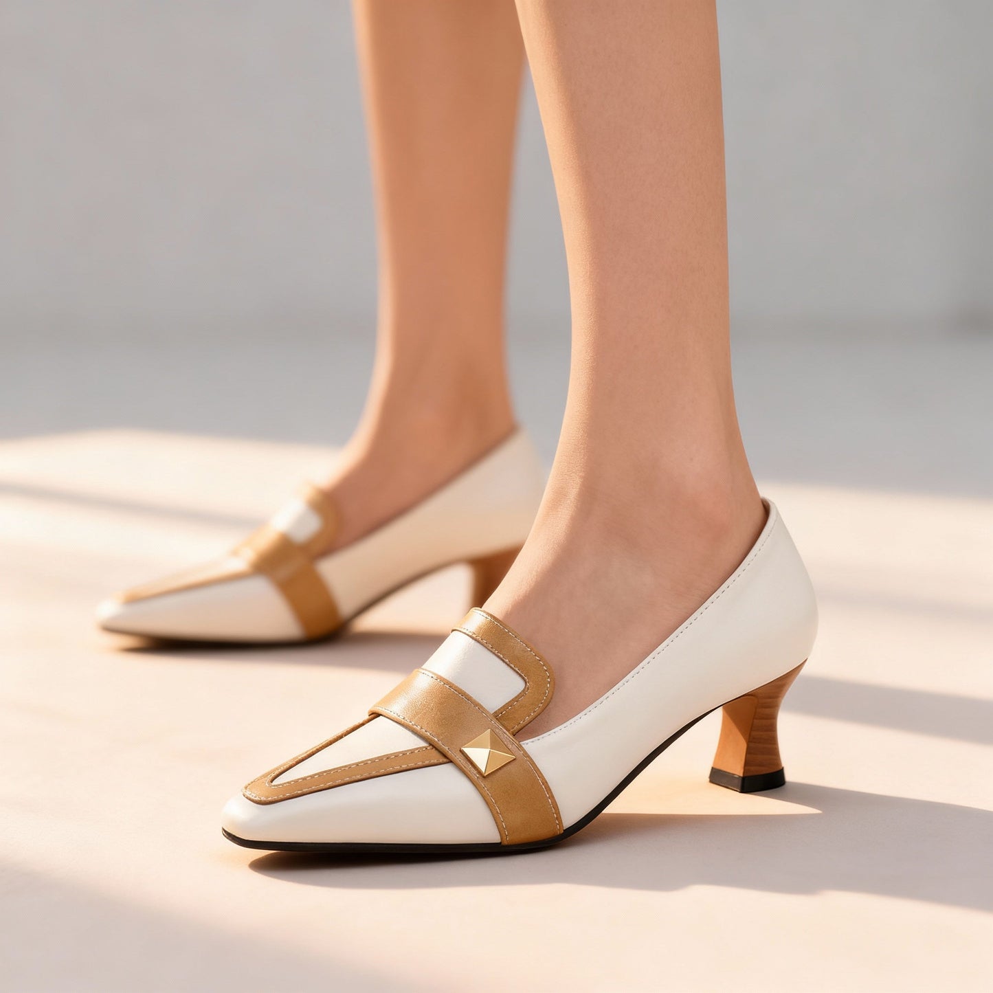 Women's Two-Tone Leather Heels Corvine
